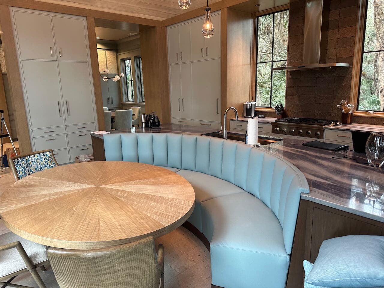 A Powell's reupholstered piece in a living room